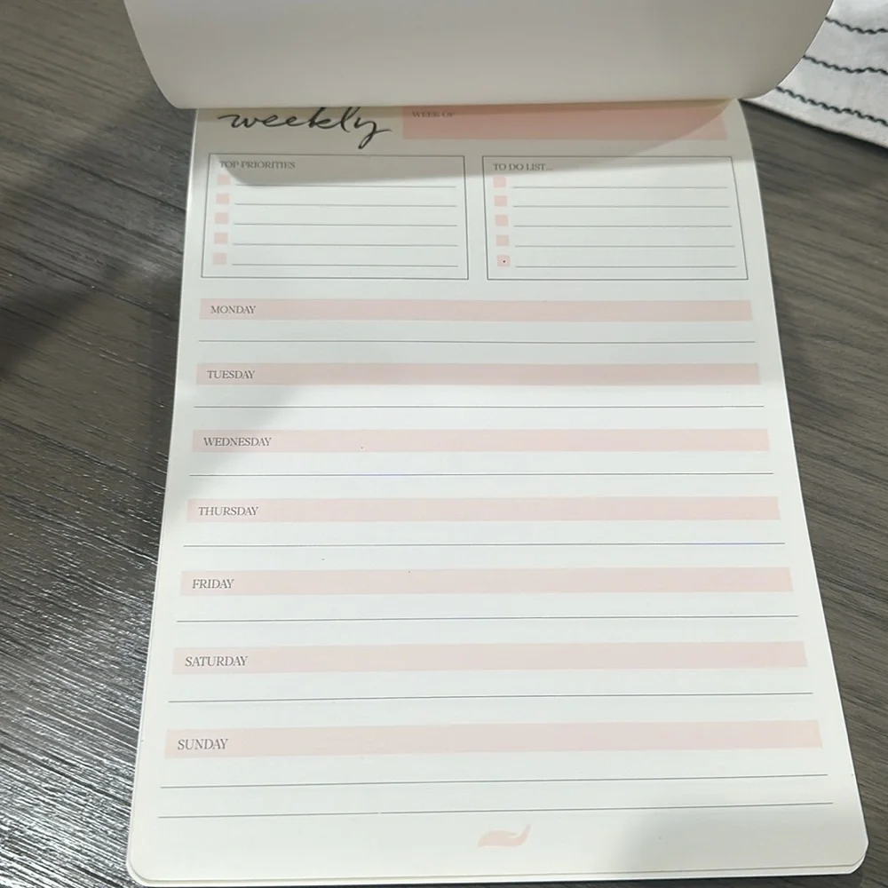 NWT weekly planner. Top priorities, to do list and week planned out